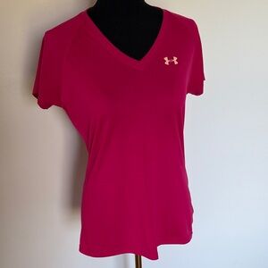 Under Armour Women's Hot Pink V-Neck Performance Tee